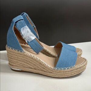 Dream Pairs Blue Espadrille Wedge Sandals (Narrow)